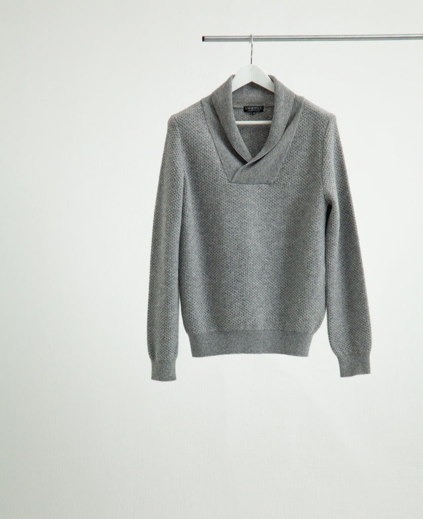 SHAWL COLLAR KNIT SWEATER