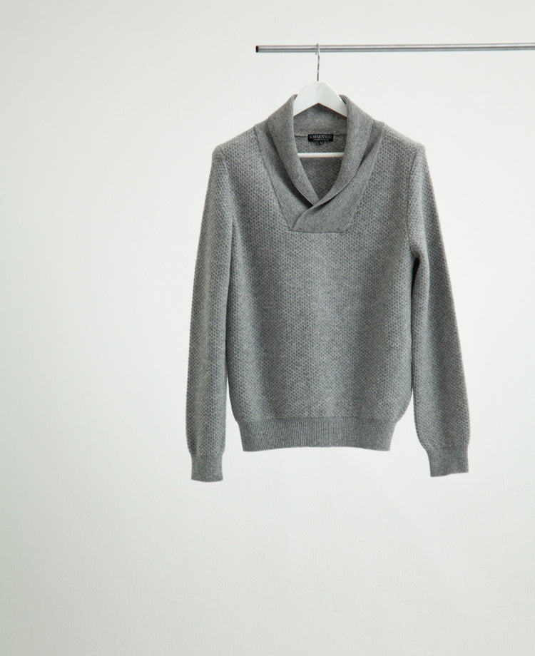SHAWL COLLAR KNIT SWEATER