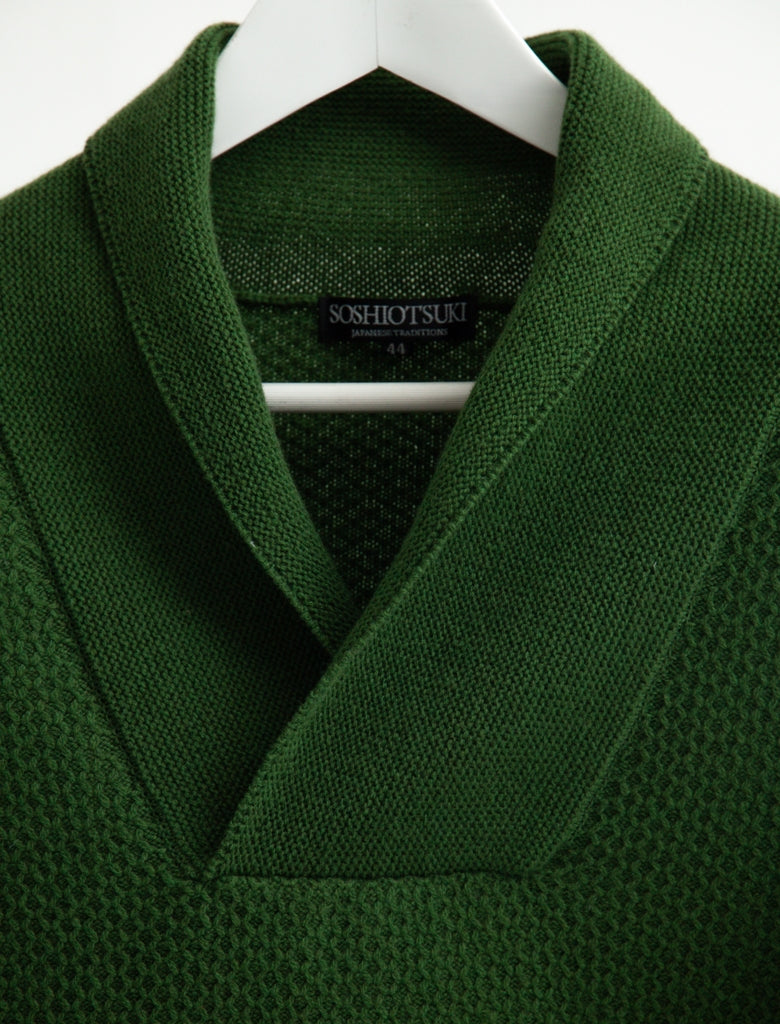SHAWL COLLAR KNIT SWEATER