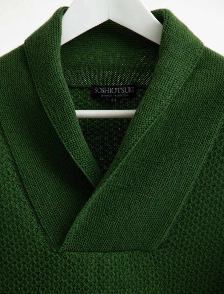 SHAWL COLLAR KNIT SWEATER