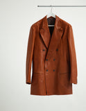 OILED LEATHER BOWED LAPEL JACKET