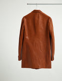 OILED LEATHER BOWED LAPEL JACKET
