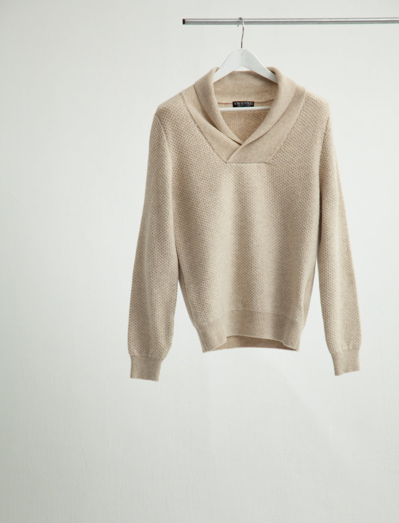 SHAWL COLLAR KNIT SWEATER