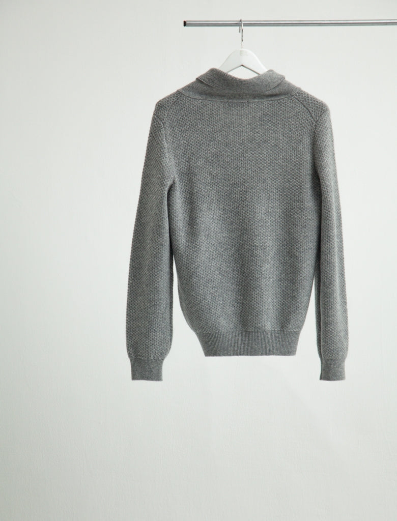 SHAWL COLLAR KNIT SWEATER