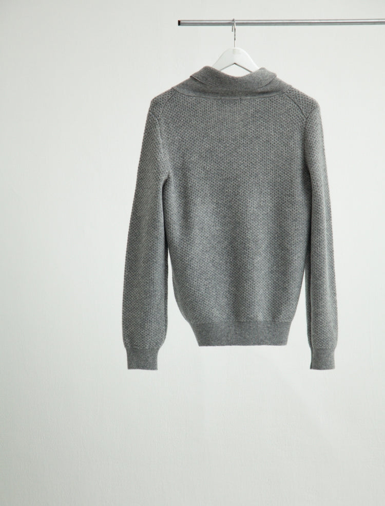 SHAWL COLLAR KNIT SWEATER