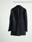 OILED LEATHER BOWED LAPEL JACKET