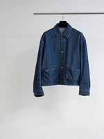 MANIPULATION DRAPE POCKET WASHED DENIM JACKET