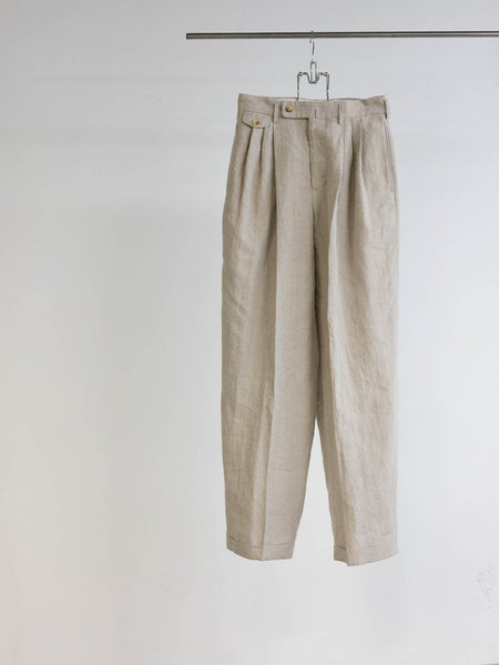 LINEN WASHER 3 TUCK TROUSERS